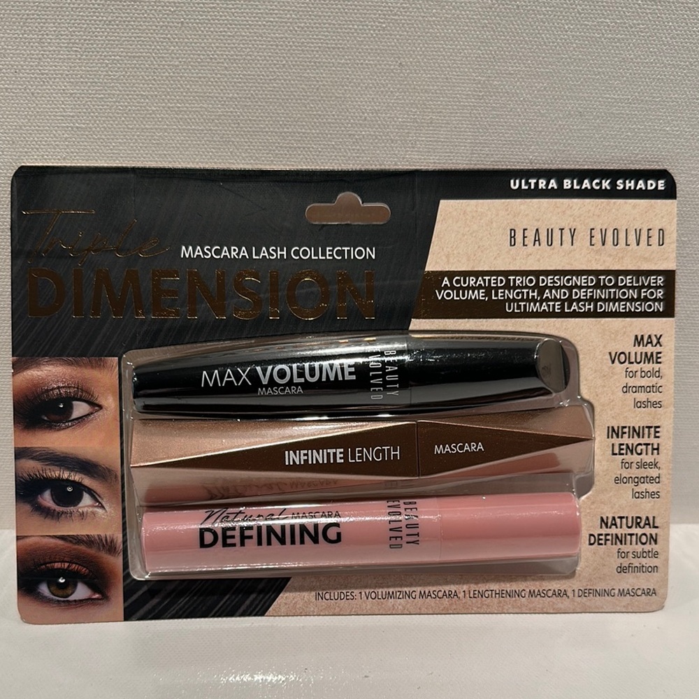 Beauty Evolved Ultra Black Triple Dimension Mascara Lash Collection.